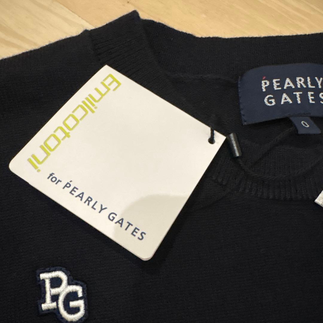 パーリーゲイツ☆新品 配色ボーダーコットンクルーネックニット