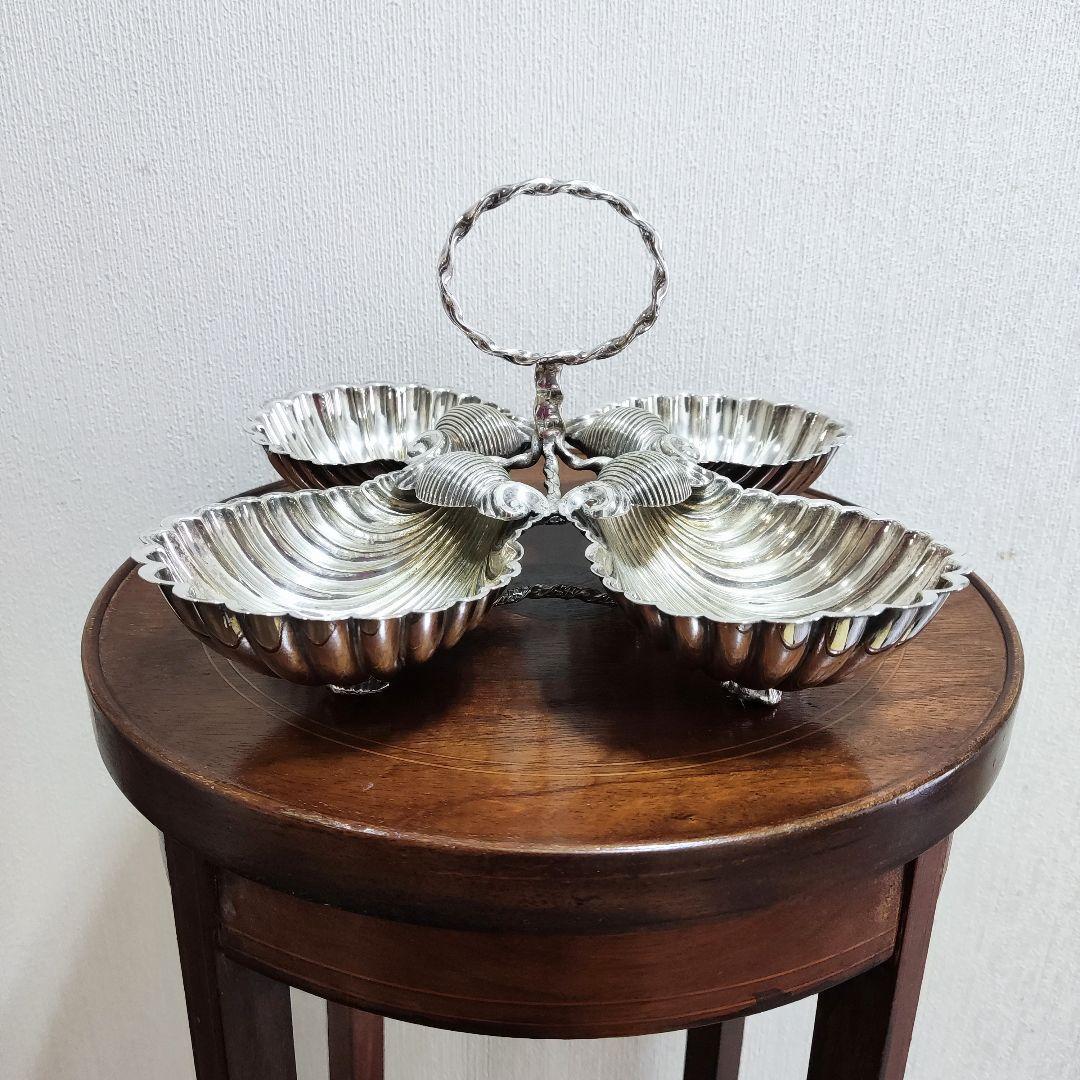 シェル型トレイ　パーティー　オードブルデッシュ　シルバープレート？？アンティーク