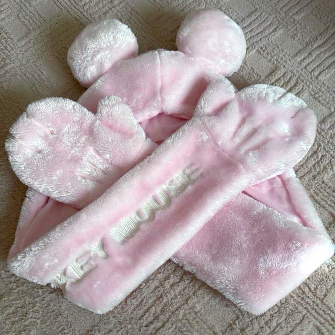 ディズニー ❤︎ファンキャップ マフラー 手袋 ミッキー ピンク