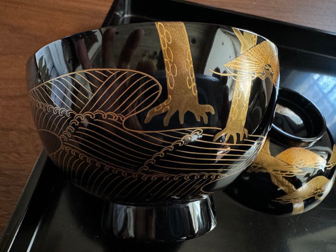 輪島塗（重要無形文化財）金蒔絵　高級汁椀　龍作　ペア