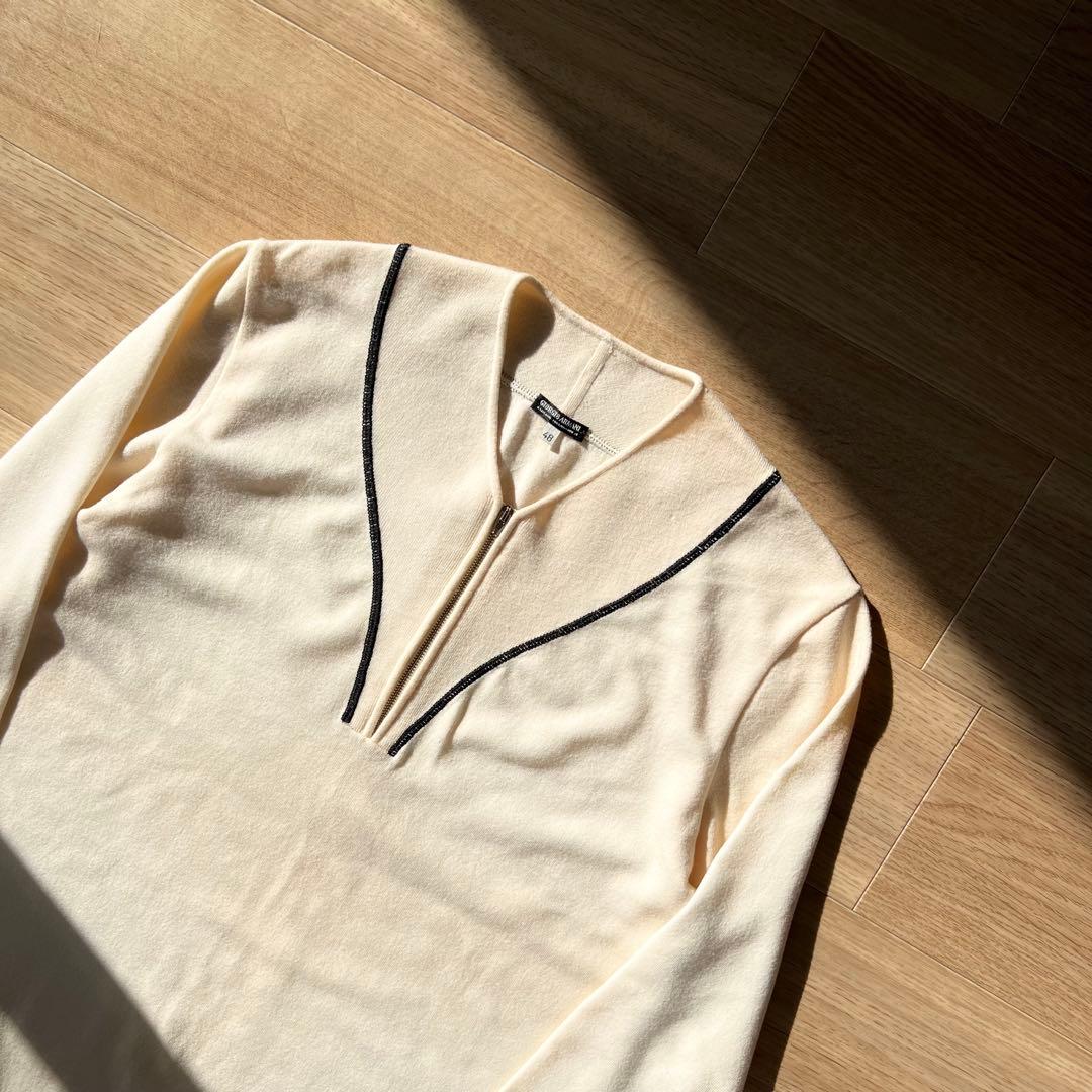90s Giorgio Armani ハーフジップ ウール ニット ヴィンテージ
