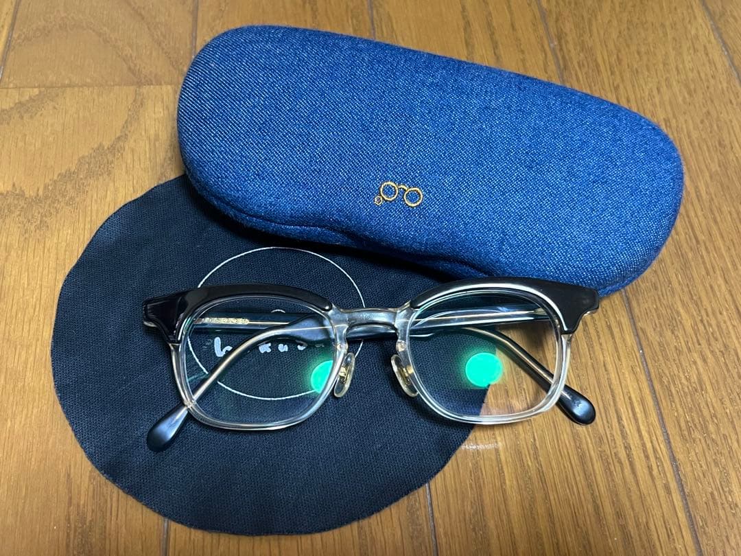 中古品 白山眼鏡 POST TWO-TONE ブルーxクリア