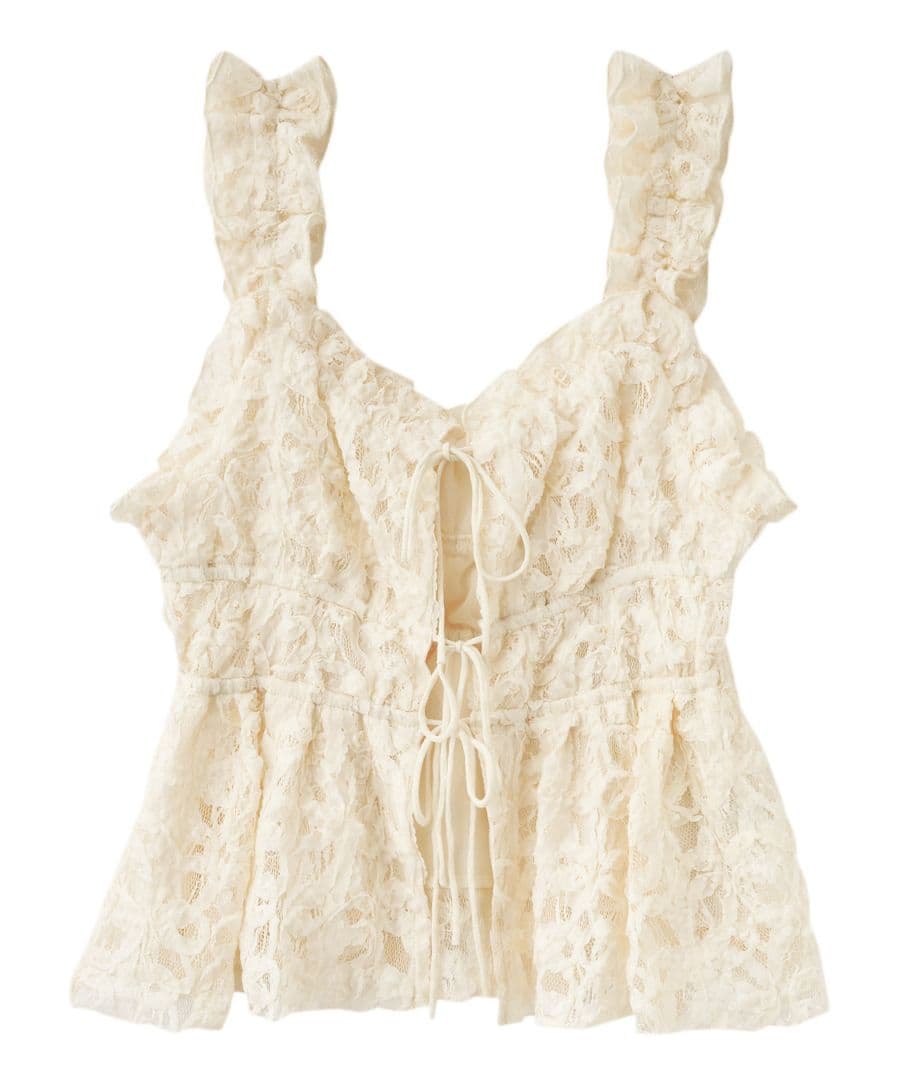 完売色　ココディール　新品タグ付　フリルキャミペプラムブラウス　アイボリー