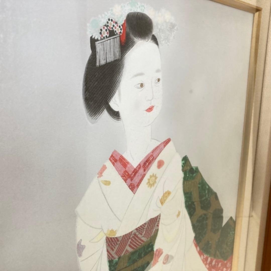 小倉遊亀 「舞妓」 木版画 美人画 着物 絵画 額縁 画家 芸術 美術 工芸品