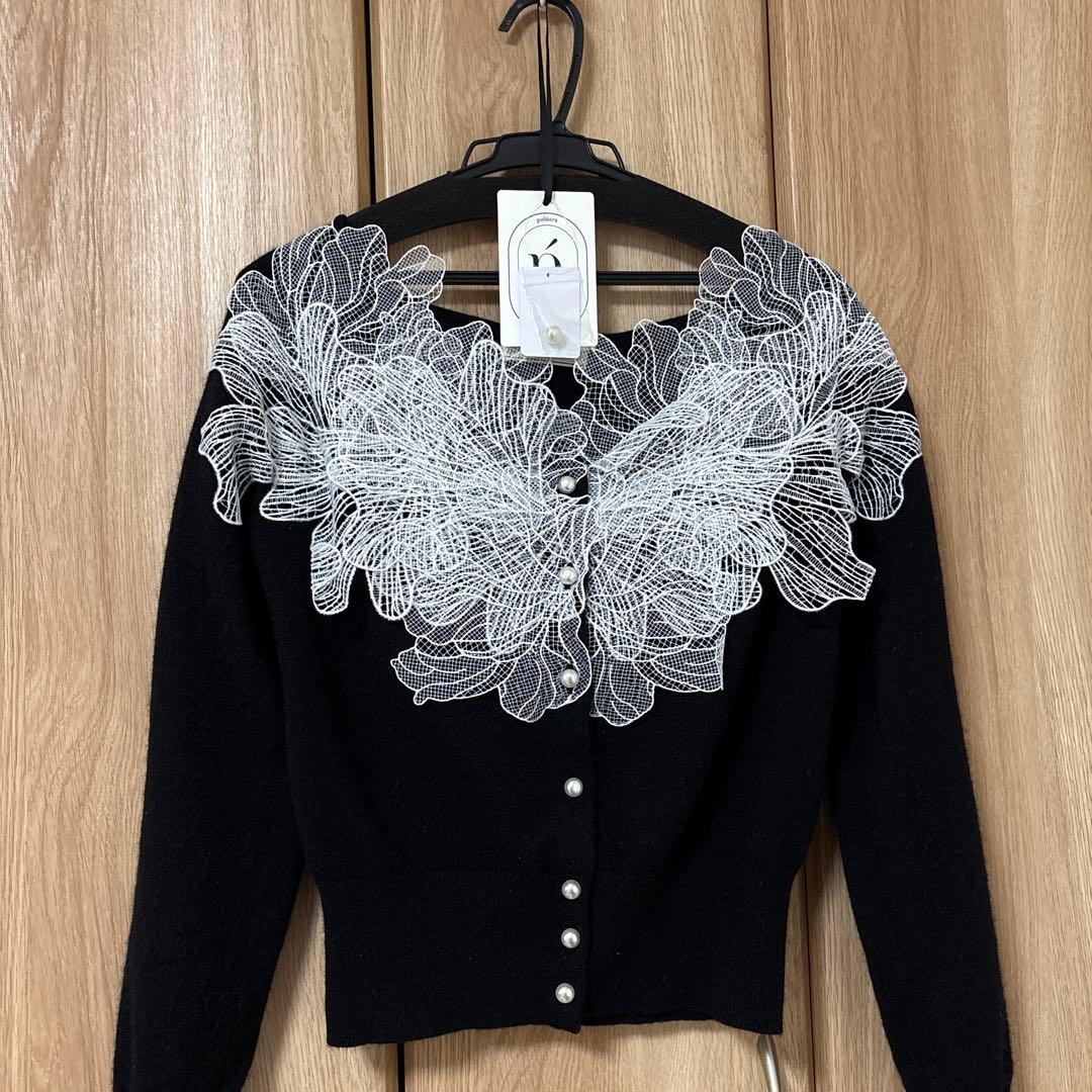 polaura ポローラ レースフリルカーディガン