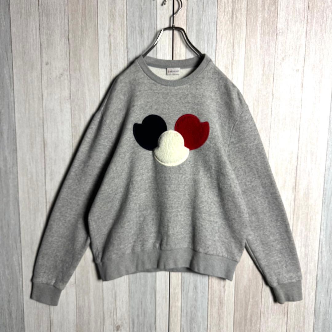 3677【QR確認済・XL・美品】モンクレール トリコロールボアロゴ スウェット