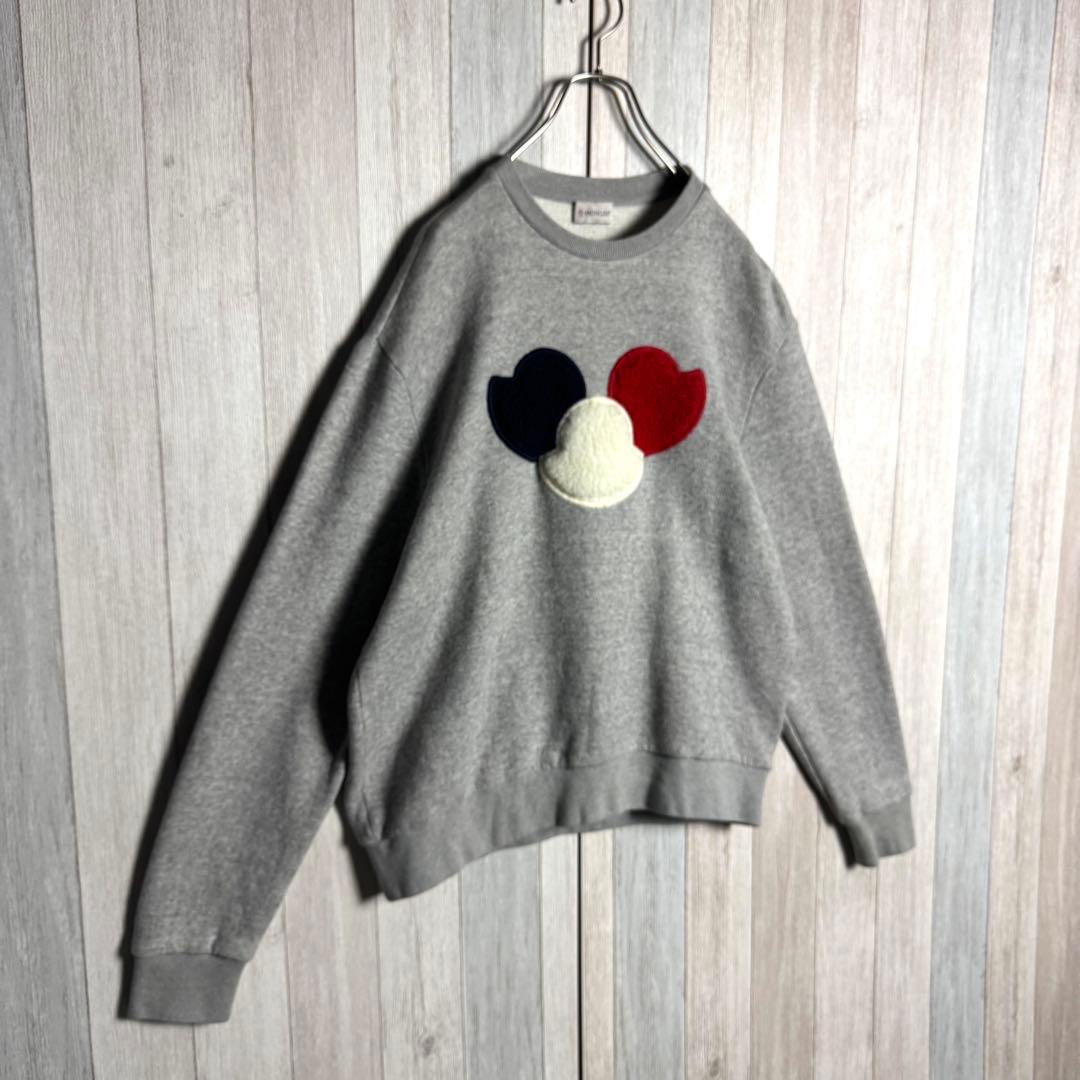 3677【QR確認済・XL・美品】モンクレール トリコロールボアロゴ スウェット