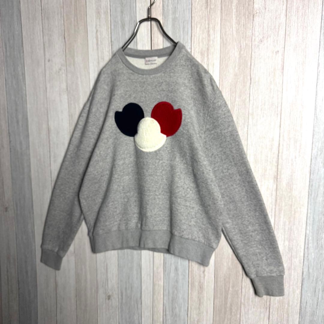 3677【QR確認済・XL・美品】モンクレール トリコロールボアロゴ スウェット