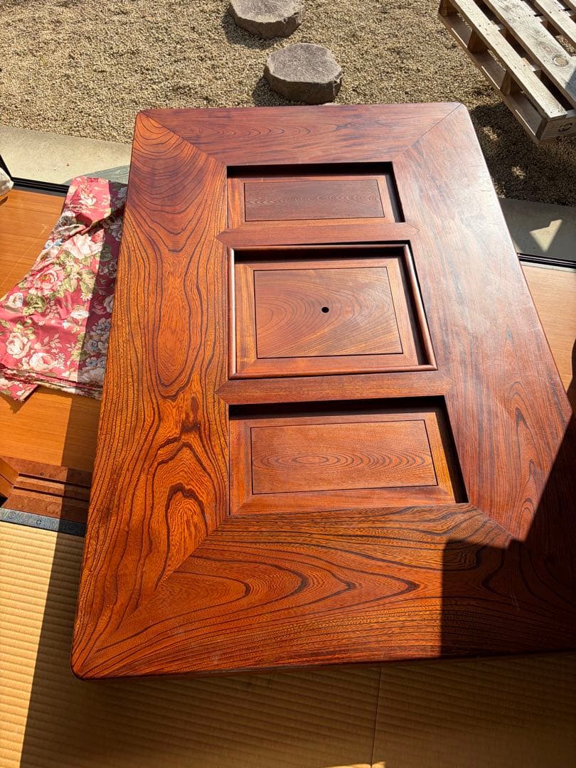 木製四角形囲炉裏座卓 テーブル　引き出し付き