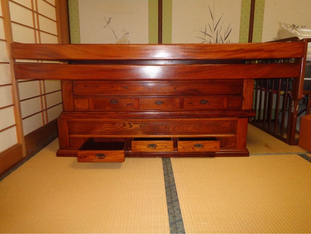 木製四角形囲炉裏座卓 テーブル　引き出し付き