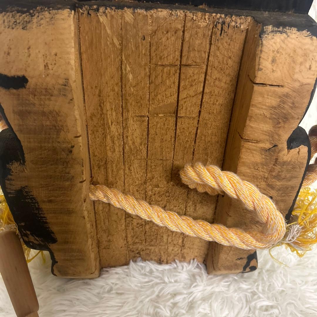 【美品】釜神様　神面　お面　木彫り　大サイズ　能面　工芸　古民家　壁掛け　守り神