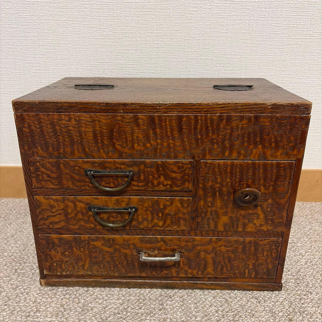 アンティーク木製収納ボックス 3段引き出し