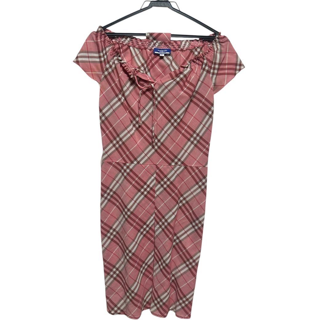 バーバリーブルーレーベル ノバチェックワンピース　ピンク　ベルト　ペチスカート付