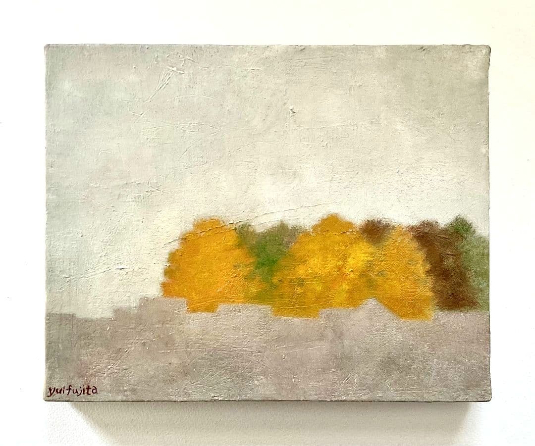 油彩画　12月のイチョウ