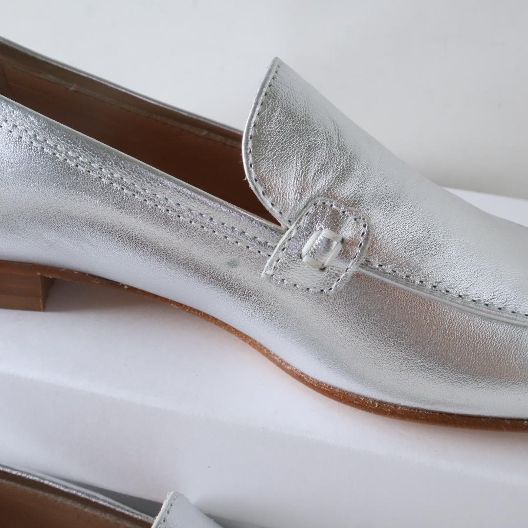 極美品　ルカグロッシ　シルバーローファー/スリッポン　36/23cm