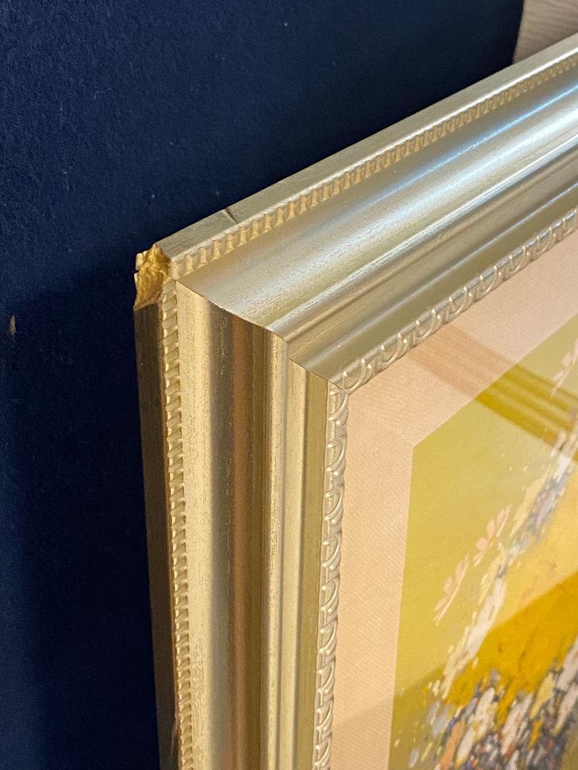 「真作」平山講平「黄色い花」静物画　油彩画　額装　サイン有り　F20号