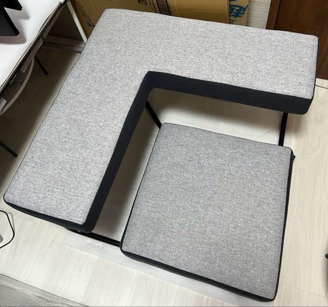 グレー L字型 1人掛けソファ