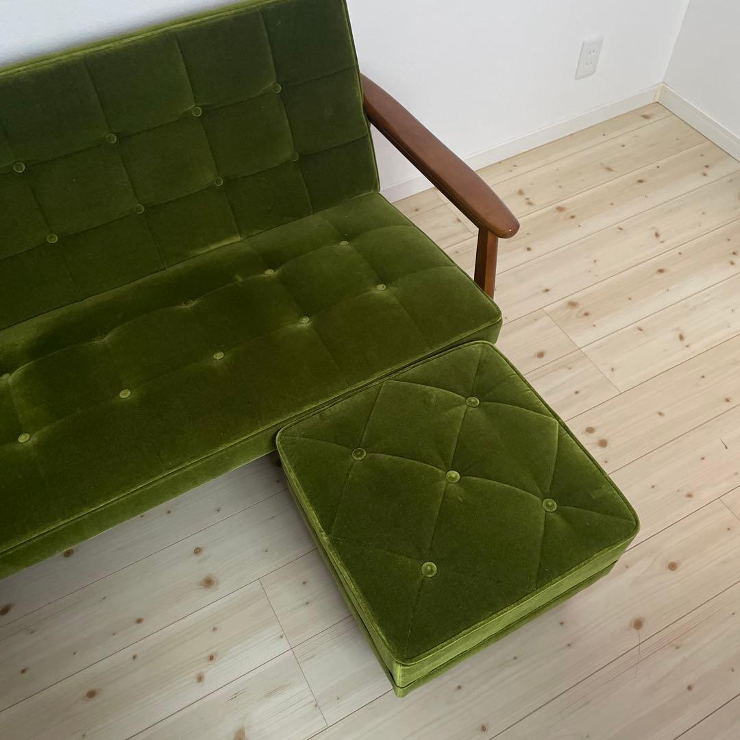 カリモク60　オットマン　モケットグリーン