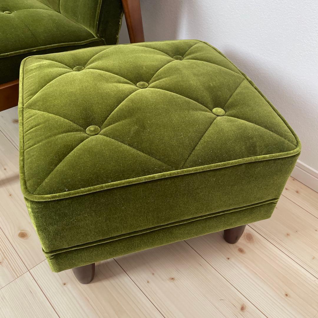カリモク60　オットマン　モケットグリーン