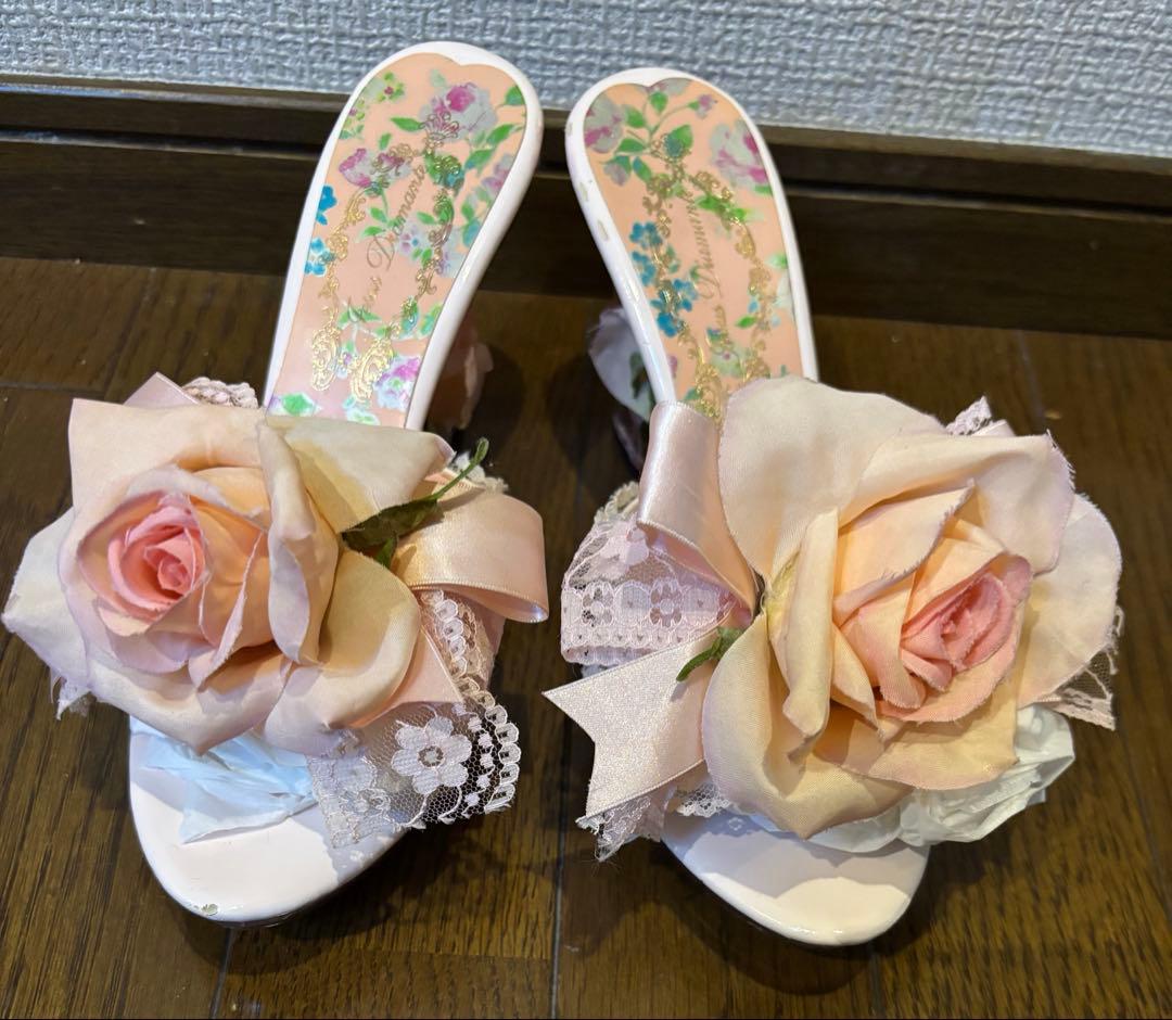 ジーザスディアマンテ 薔薇ミュール ピンク　レア　24-24.5