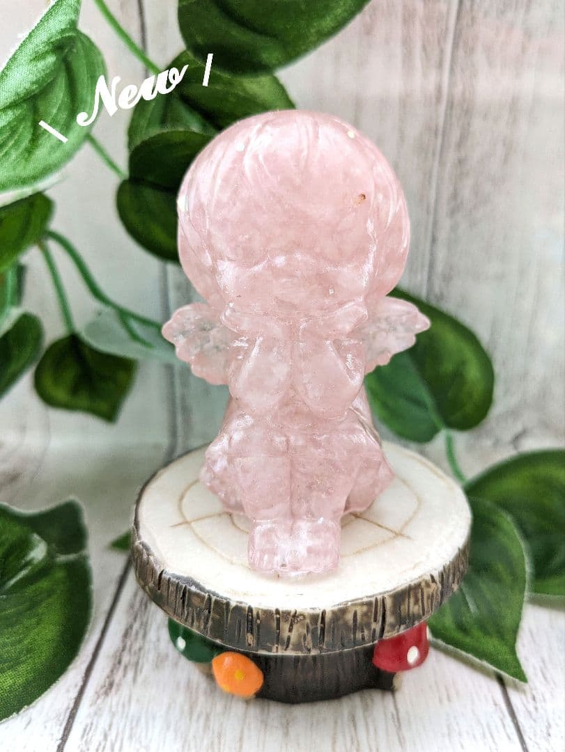 【やま】ローズクォーツの天使ちゃん形オルゴナイト☆他９点