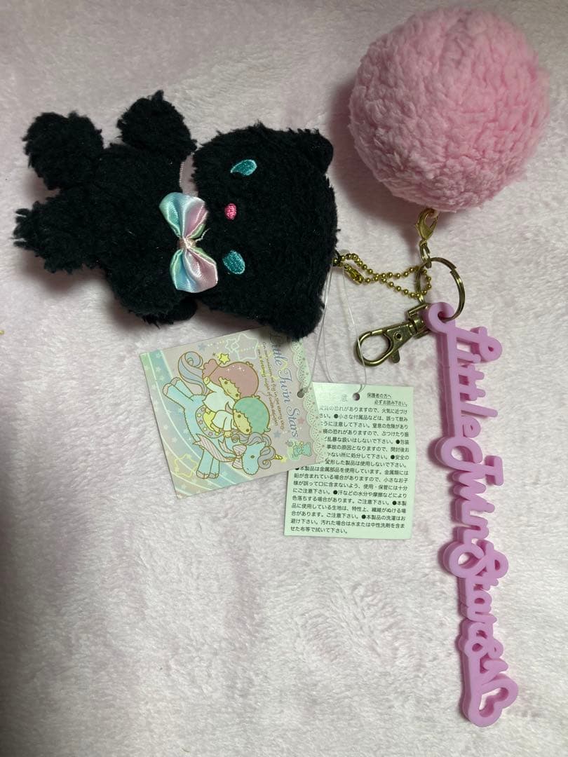 キキララリトルツインスターズマスコットねこ黒猫動物超珍品１２年コットンキャンディ