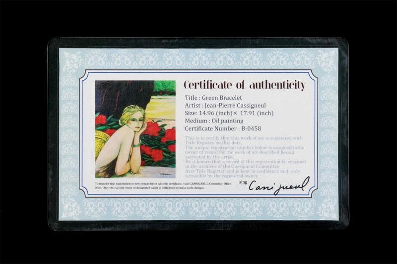 カシニョール　油彩　肉筆『婦人像』表と裏サイン　鑑定書　F8号　額装　b810