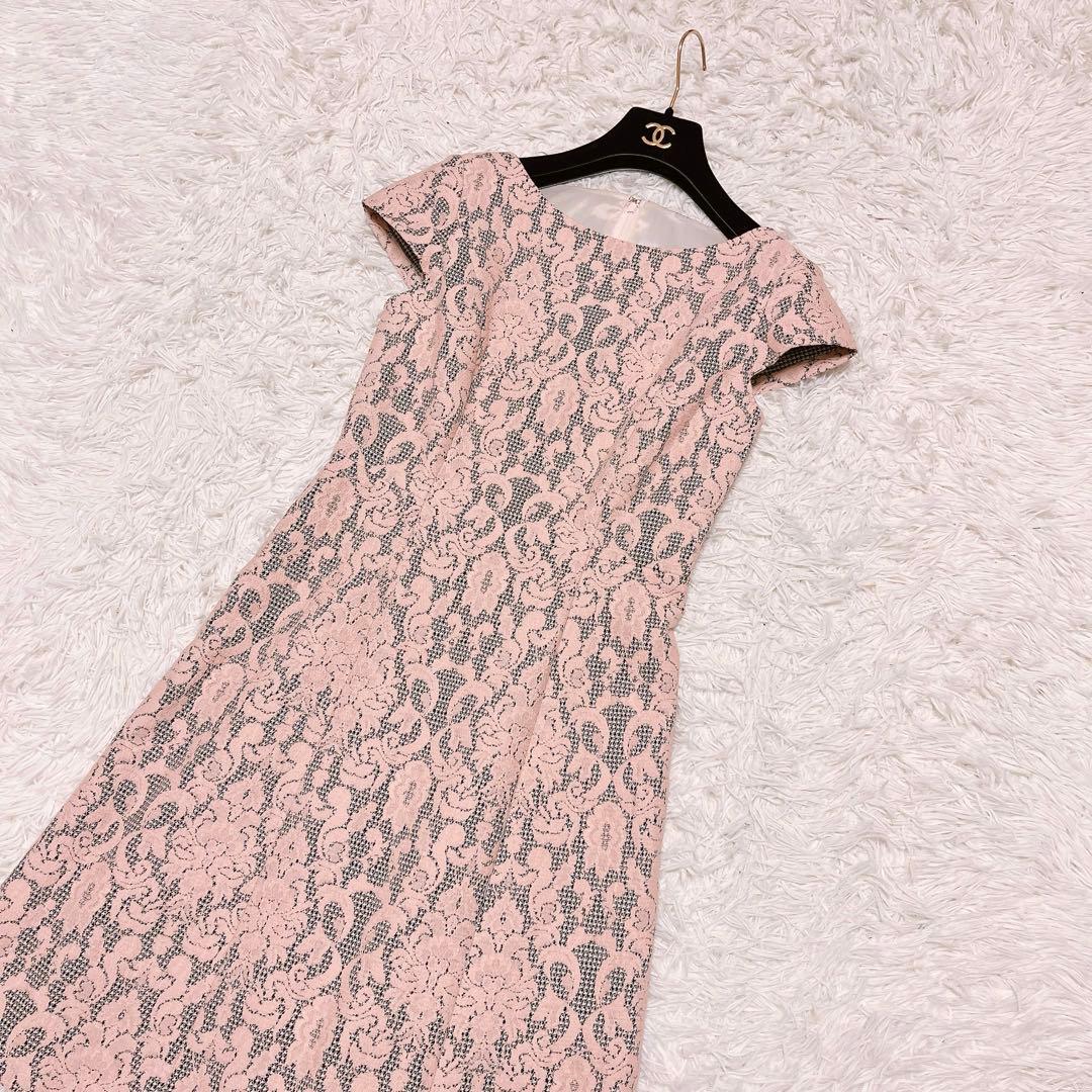 ANAYI レース ボンディング フレア ワンピース ジャガード チェック