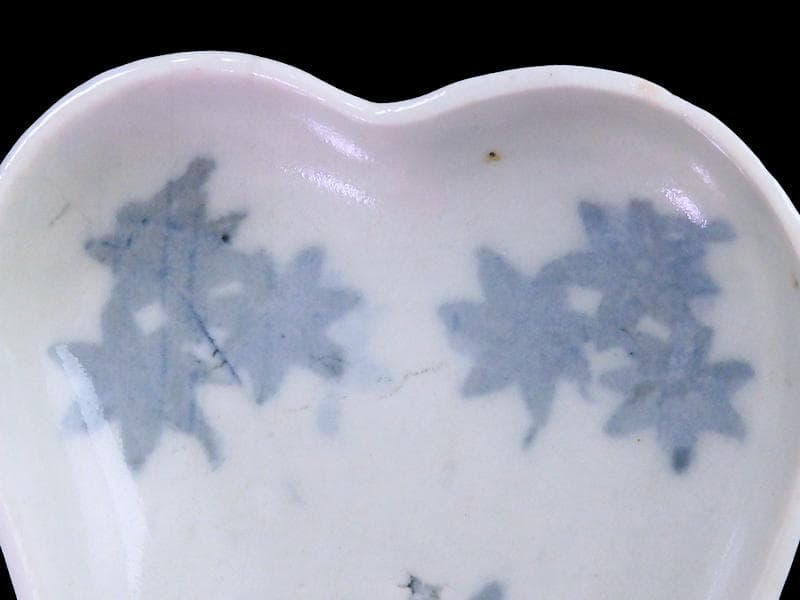 古伊万里　コンニャク印判　紅葉の図　糸巻形変形皿　江戸期　B008AS-CXe