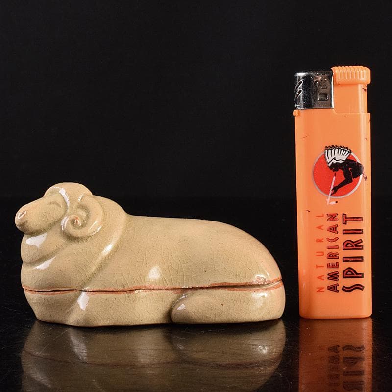 茶道具　萩焼　泥華窯造　十三代坂田泥華　羊香合　共箱　N　R7613