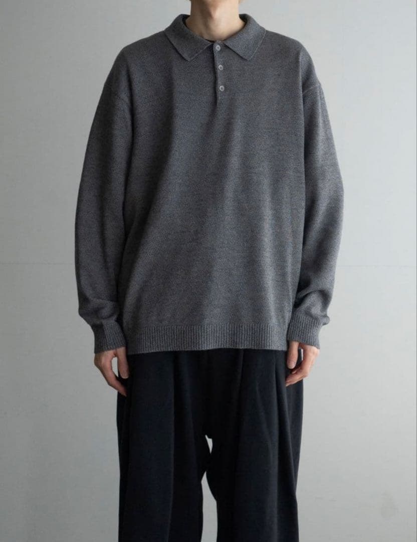トップス ATON ALPACA WASHI POLO SWEATER