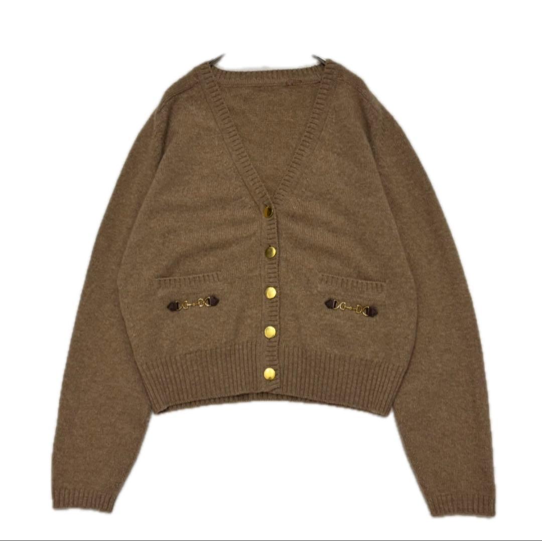 美品　定価26万　GUCCI カシミヤ　カーディガン　ベージュ　ホースビット