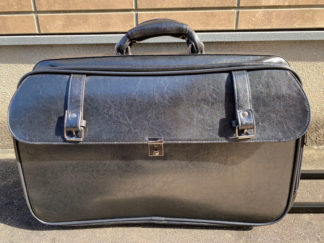 【希少】ダレスバッグ型キャリーバッグ オールレザー ブラック 自立型 2段階