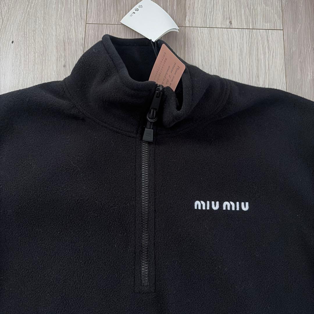 タグ付き　miumiu コットンフリース ジップスウェットシャツ XS