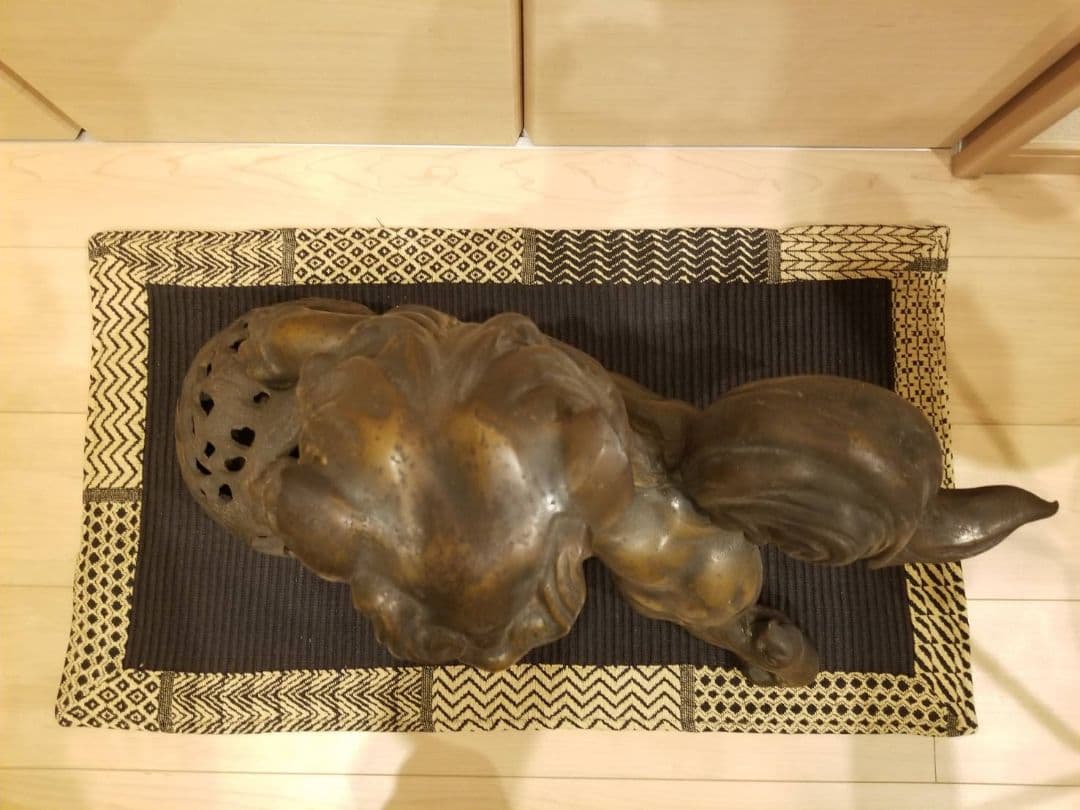 昭和レトロ 大型 鉄製 金属工芸 玉乗り獅子 玉獅子 鋳物 狛犬 置物 オブジェ