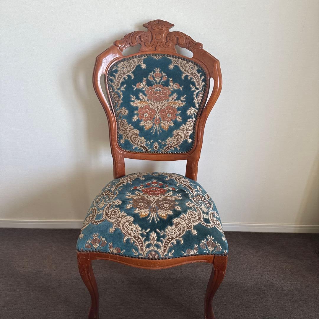 【最終値下げ】金華山織 猫脚クラシックチェア ブルー チェア アンティークチェア