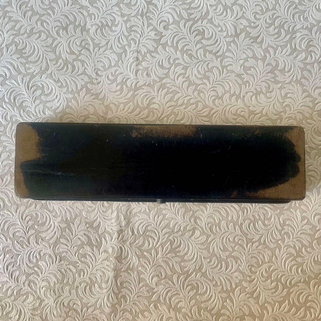 パピエマシェ小鳥柄ペンケース 筆箱　フランスアンティーク 雀　スズメ　バード