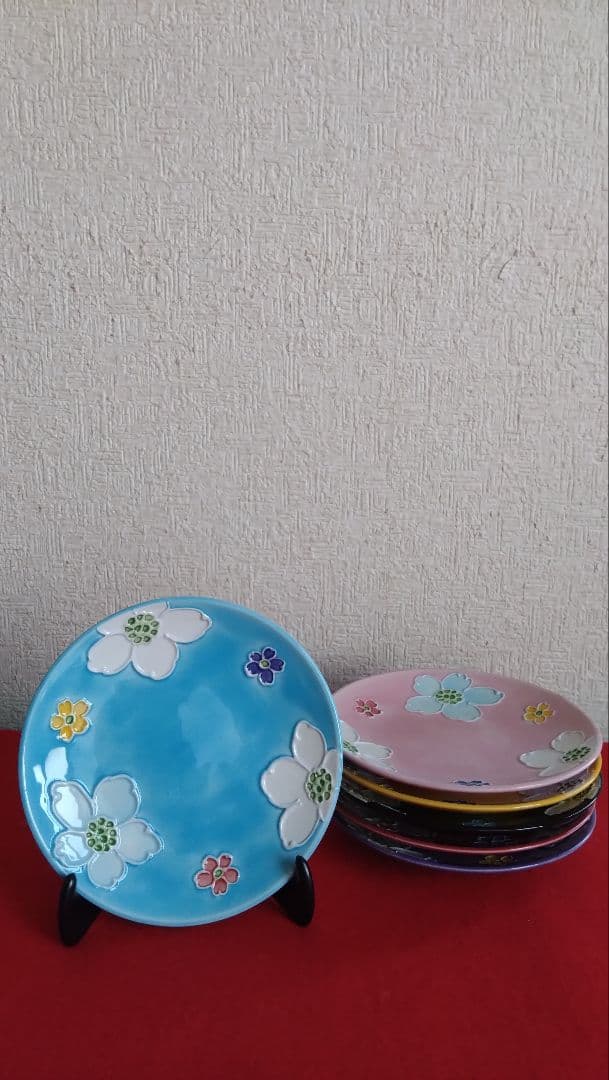 昇峰　京焼　清水焼　交趾　いっちん　皿　小皿セット
