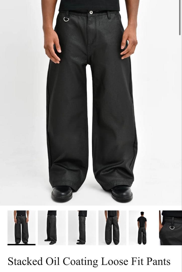 パンツ Asapmode Stacked Oil Coating Loose Fit