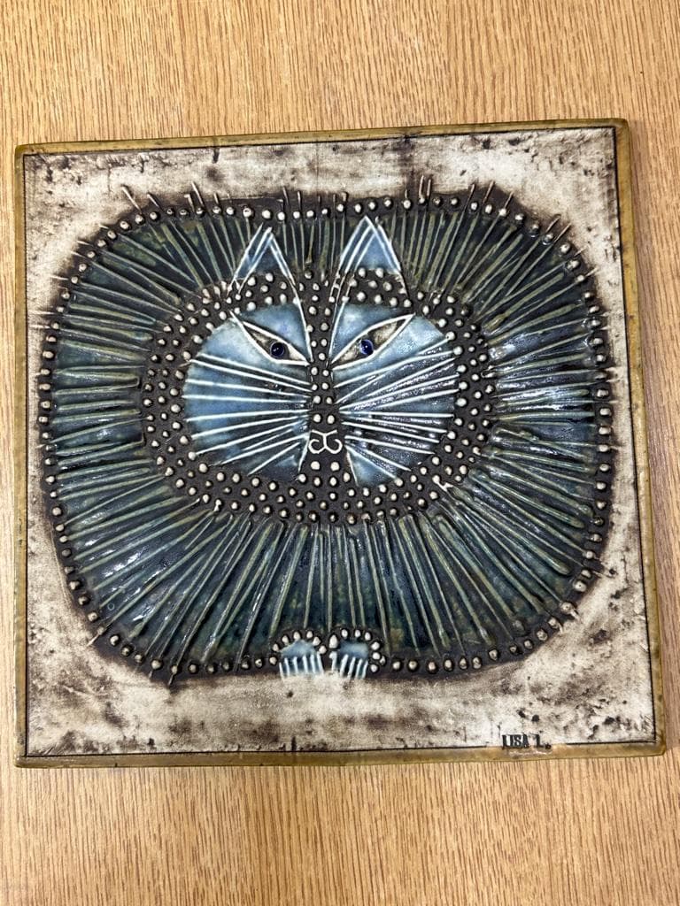 希少 Lisa Larsonリサ ラーソン UNIK Katt 猫 ブルー 陶版