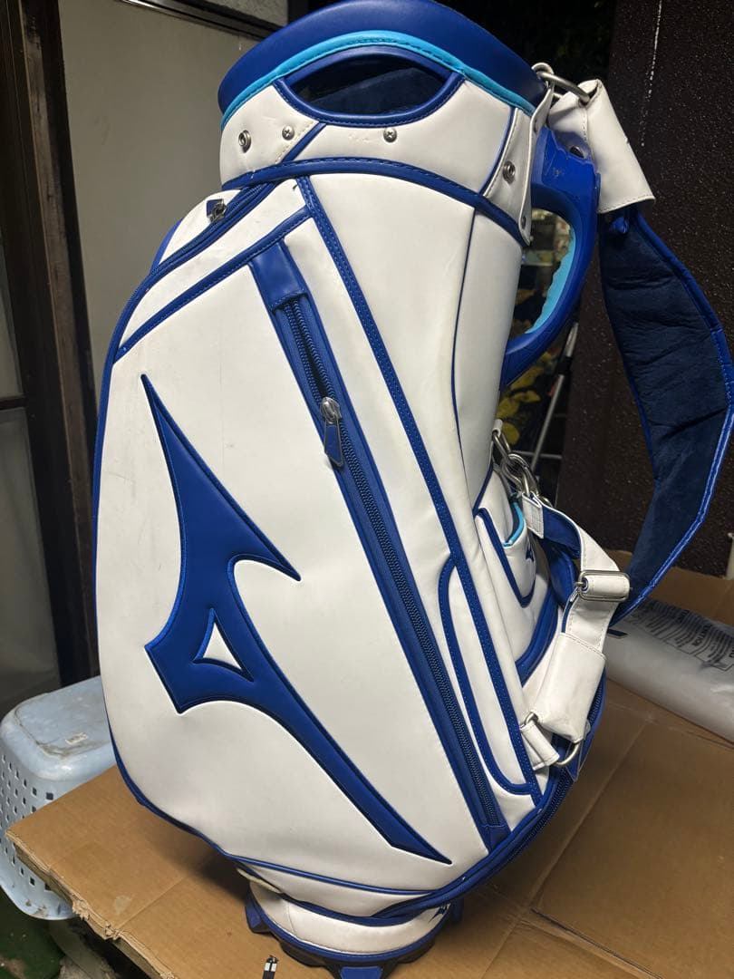 Mizuno ツアーモデルゴルフキャディバッグ ホワイト/ブルー