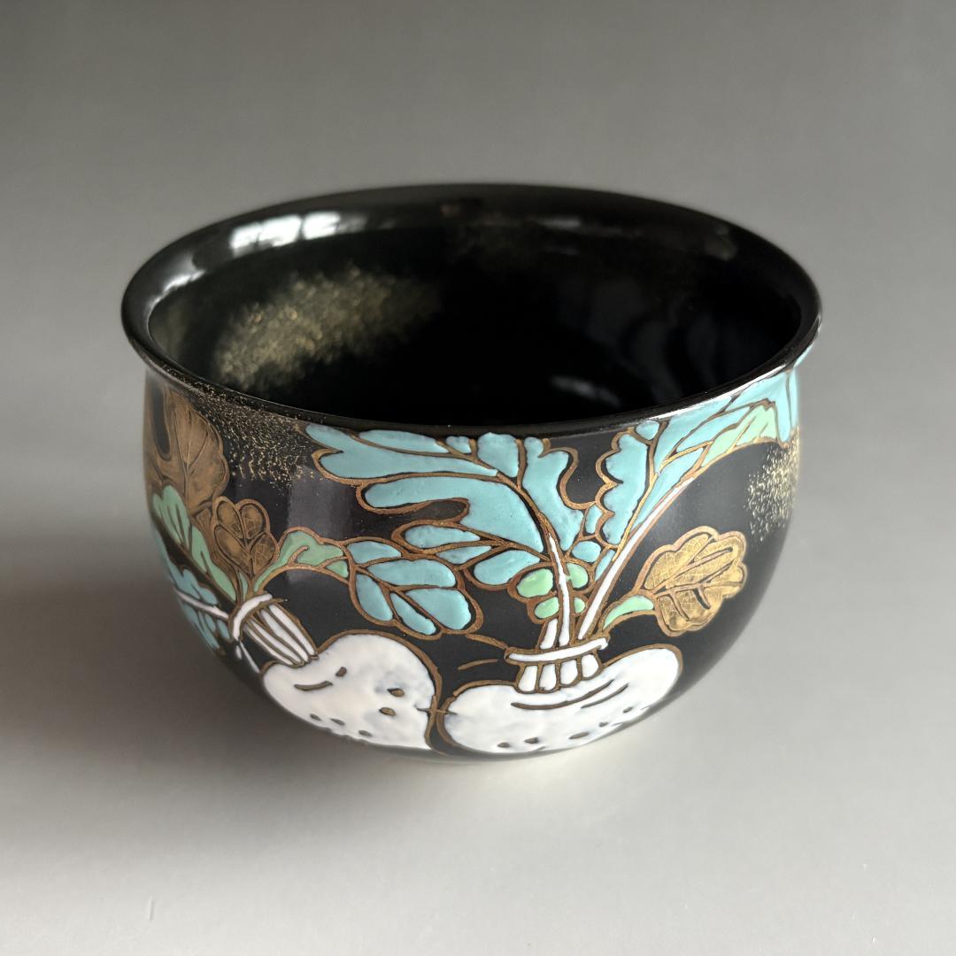 加藤永山　色絵白蕪　茶碗　茶道具