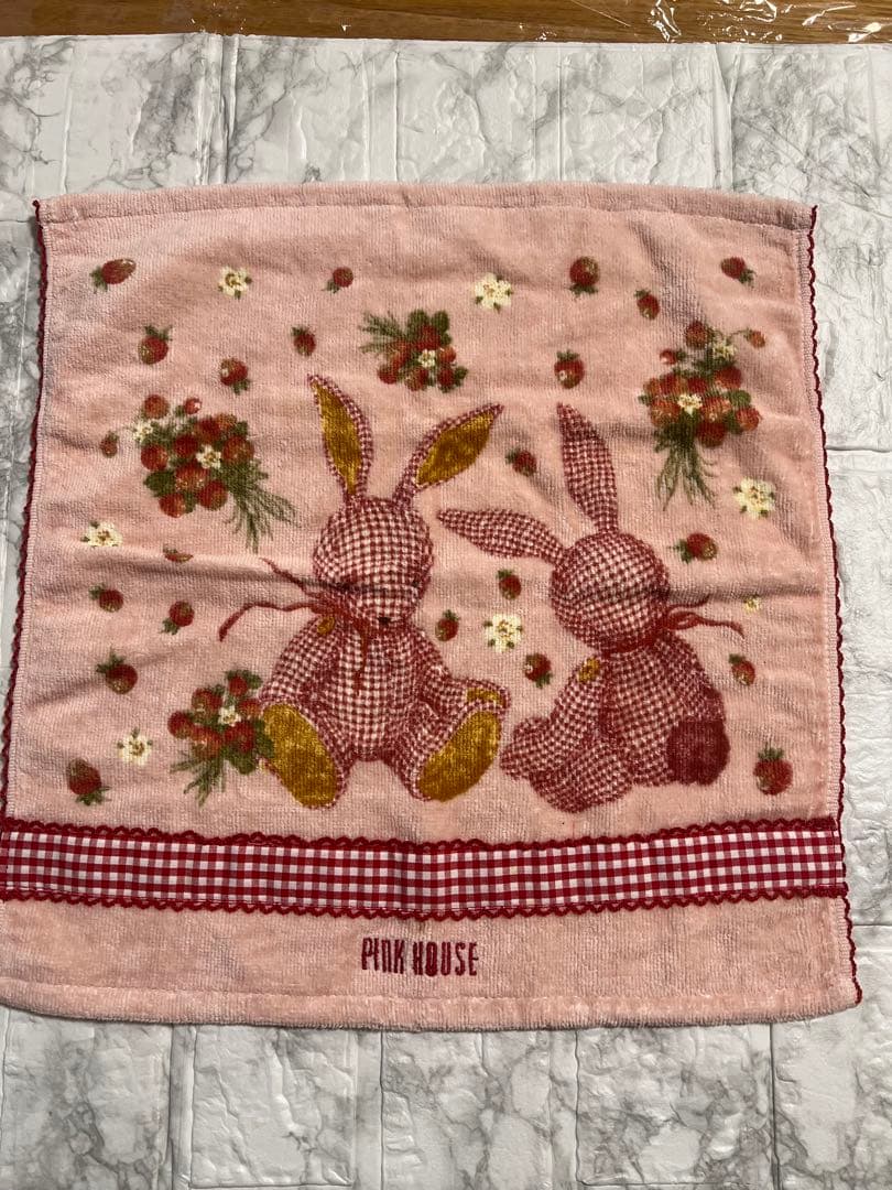 ピンクハウス　ギンガムうさぎ　ウォッシュタオル