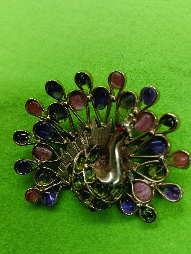 スワボダ　ビンテージ孔雀デザイン ブローチ