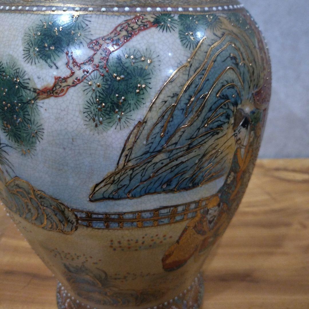 飾り壺　戦国武将　絵図 花瓶 大壺　アンティーク　ヴィンテージ