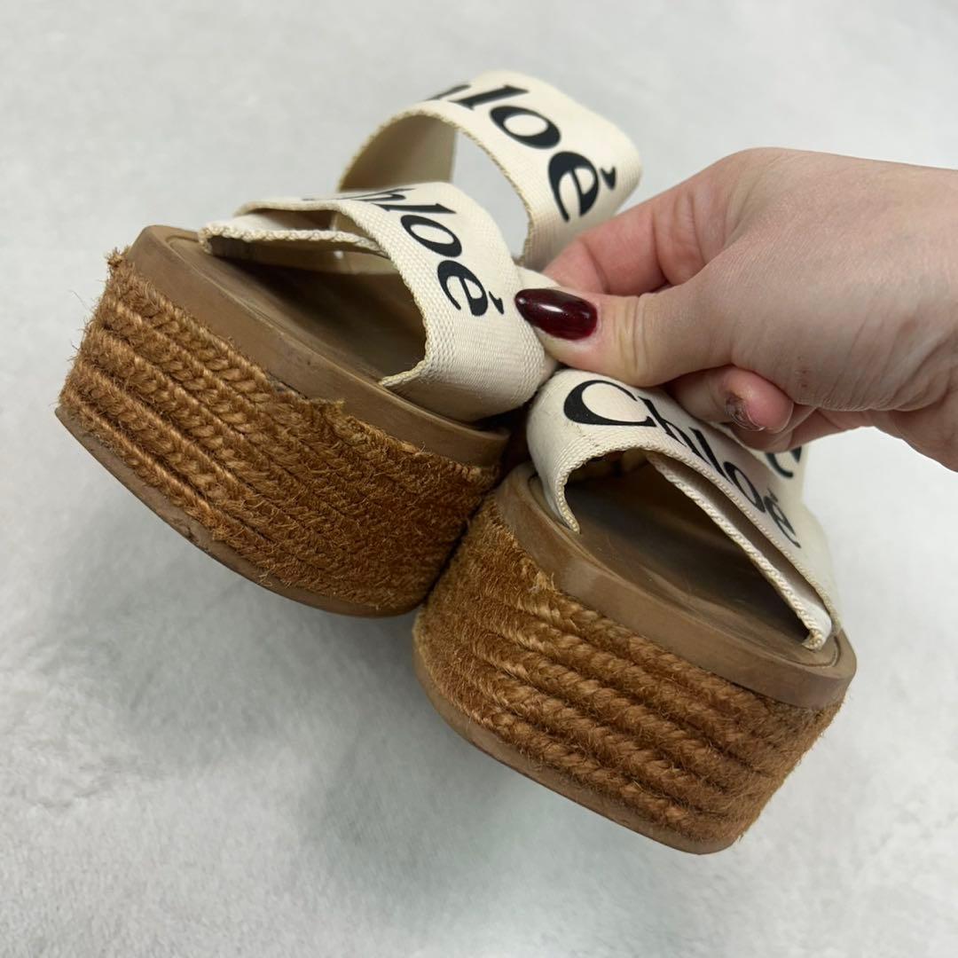 K630 23.0cm クロエ エスパドリーユ 厚底 サンダル レディース