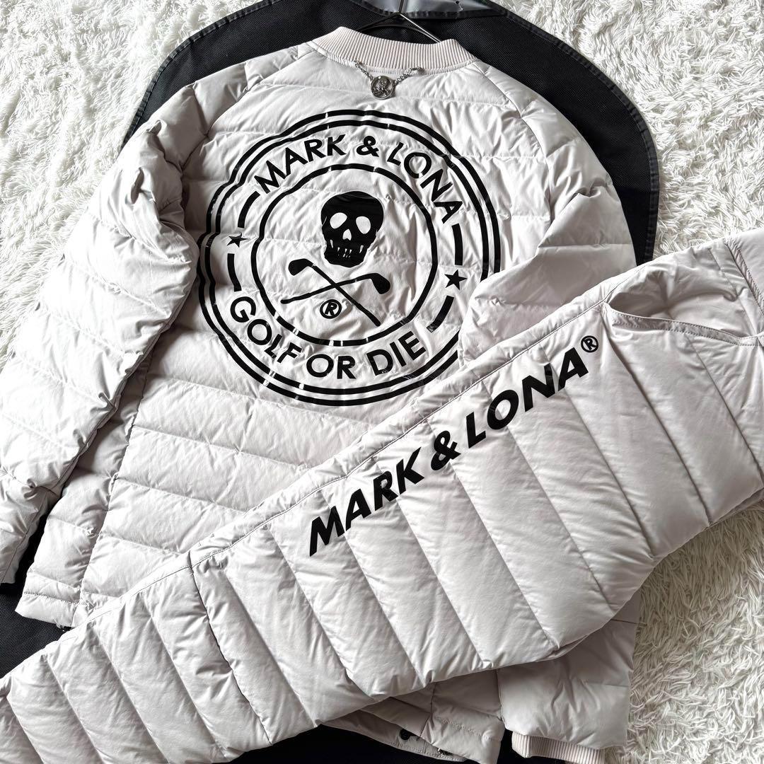 極美品　マークアンドロナ　ダウン　スニード　スカル　ロゴ　セットアップ　グレー