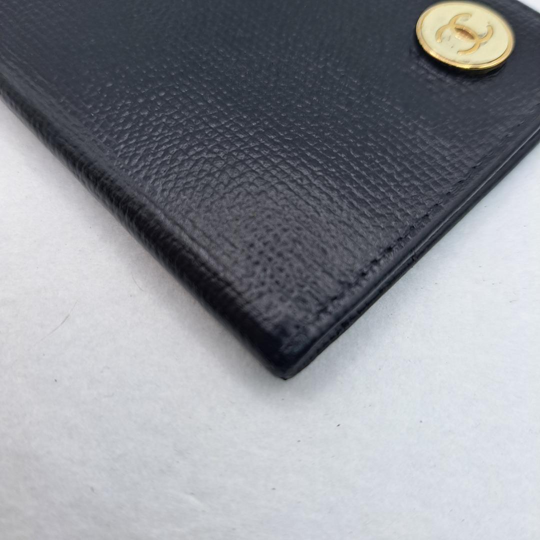 CHANEL　ココボタン　ブラック　カードケース　名刺入れ　二つ折り