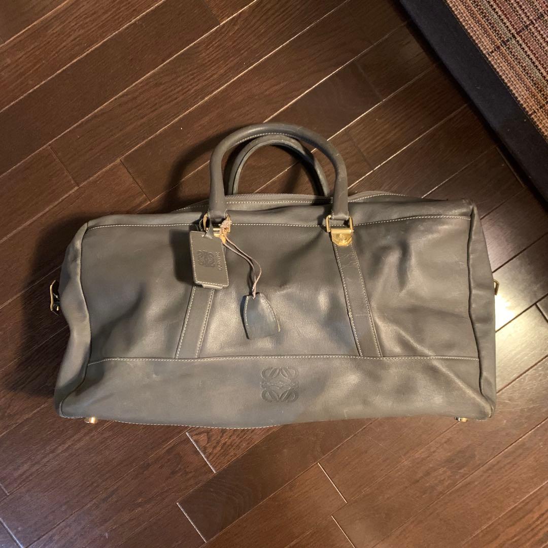 LOEWE ロエベ　レザー　ショルダー　ボストンバッグ　グレー　革