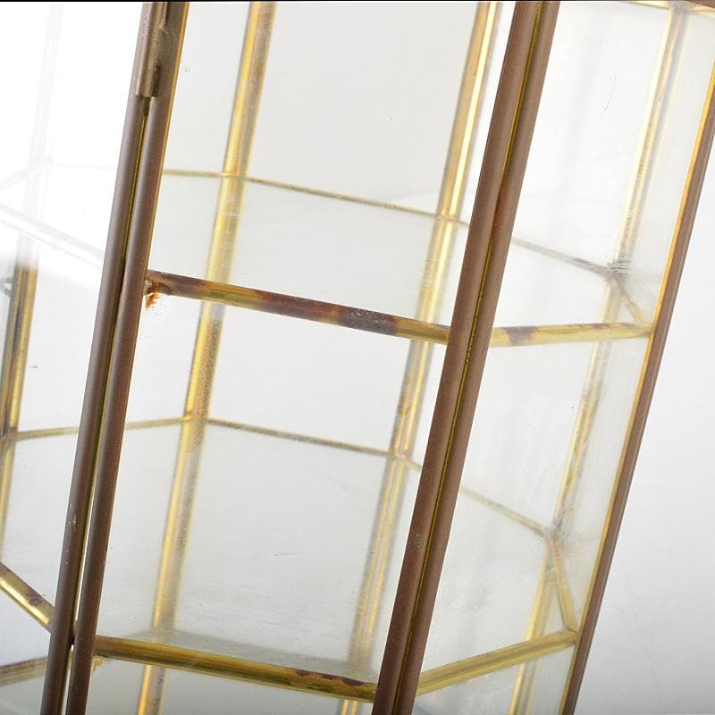 アンティーク　銅枠　八角　ガラスケース　宝石入　ディスプレイケース　CR7319